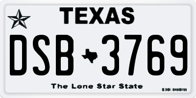 TX license plate DSB3769