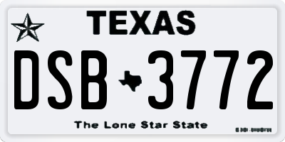 TX license plate DSB3772