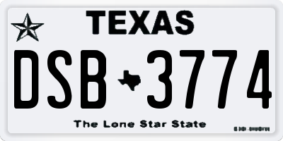 TX license plate DSB3774