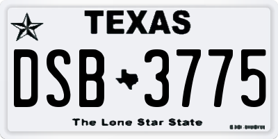TX license plate DSB3775