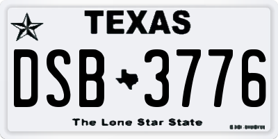 TX license plate DSB3776