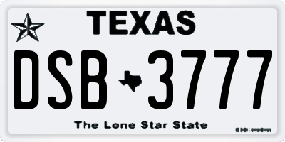 TX license plate DSB3777