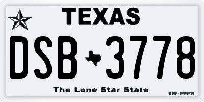 TX license plate DSB3778