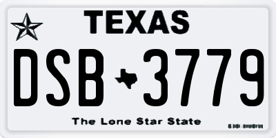 TX license plate DSB3779