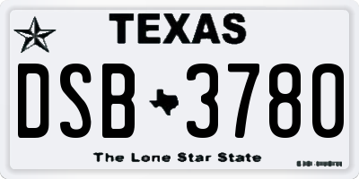 TX license plate DSB3780