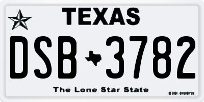 TX license plate DSB3782