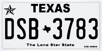TX license plate DSB3783