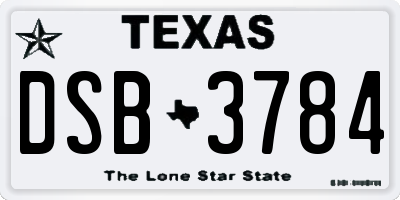 TX license plate DSB3784