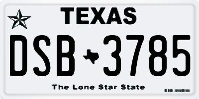 TX license plate DSB3785
