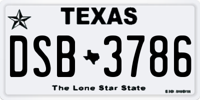 TX license plate DSB3786