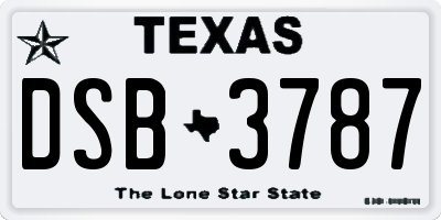 TX license plate DSB3787