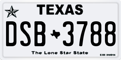 TX license plate DSB3788