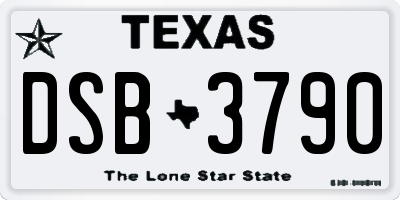 TX license plate DSB3790
