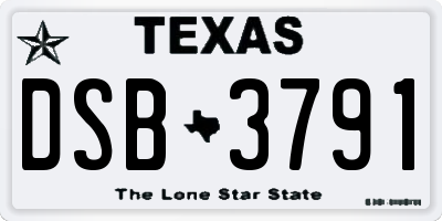 TX license plate DSB3791