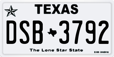 TX license plate DSB3792