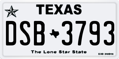 TX license plate DSB3793