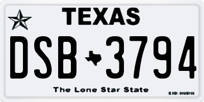 TX license plate DSB3794