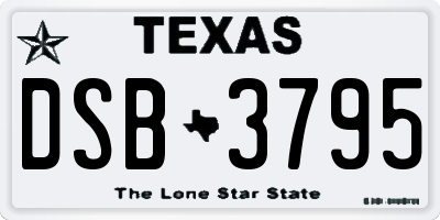 TX license plate DSB3795