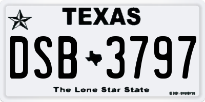 TX license plate DSB3797