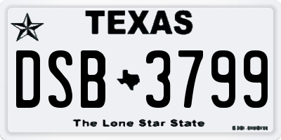 TX license plate DSB3799