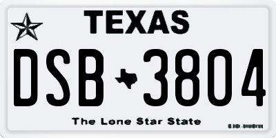 TX license plate DSB3804