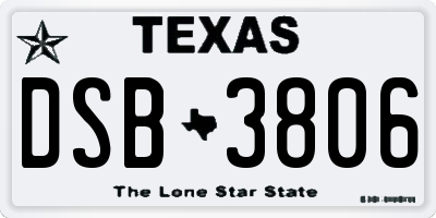 TX license plate DSB3806