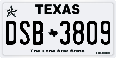 TX license plate DSB3809