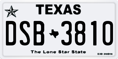 TX license plate DSB3810