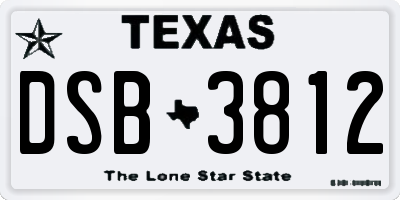 TX license plate DSB3812
