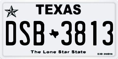 TX license plate DSB3813
