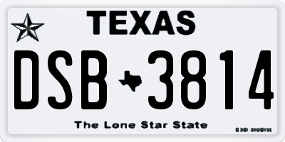 TX license plate DSB3814
