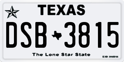 TX license plate DSB3815
