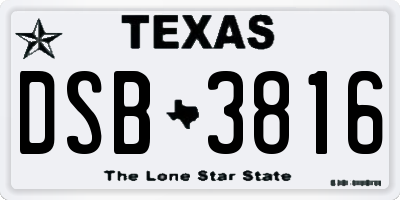 TX license plate DSB3816