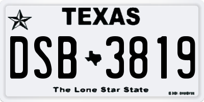 TX license plate DSB3819