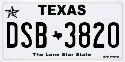 TX license plate DSB3820