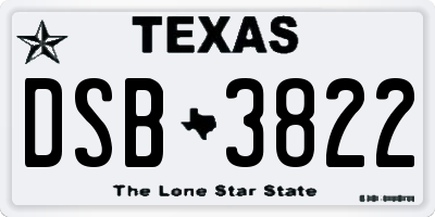 TX license plate DSB3822