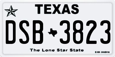 TX license plate DSB3823