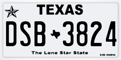 TX license plate DSB3824