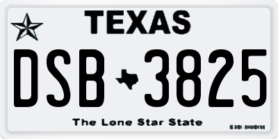 TX license plate DSB3825