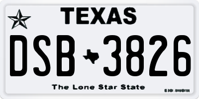 TX license plate DSB3826