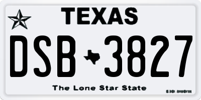 TX license plate DSB3827