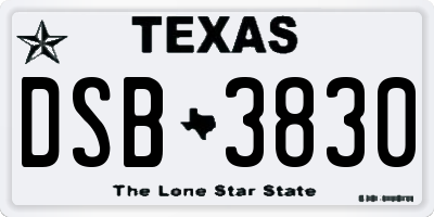 TX license plate DSB3830