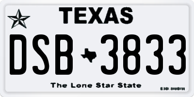 TX license plate DSB3833