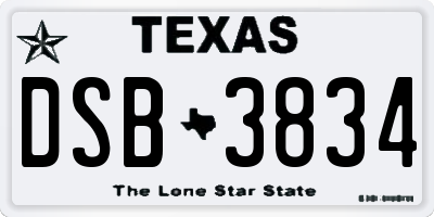 TX license plate DSB3834