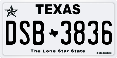 TX license plate DSB3836