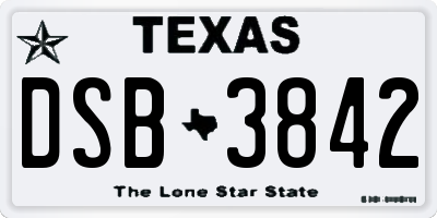 TX license plate DSB3842