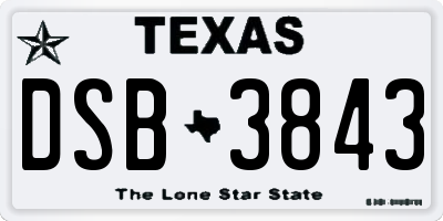 TX license plate DSB3843