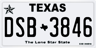 TX license plate DSB3846