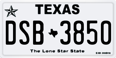 TX license plate DSB3850