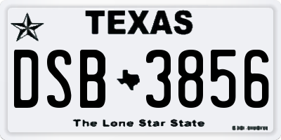 TX license plate DSB3856